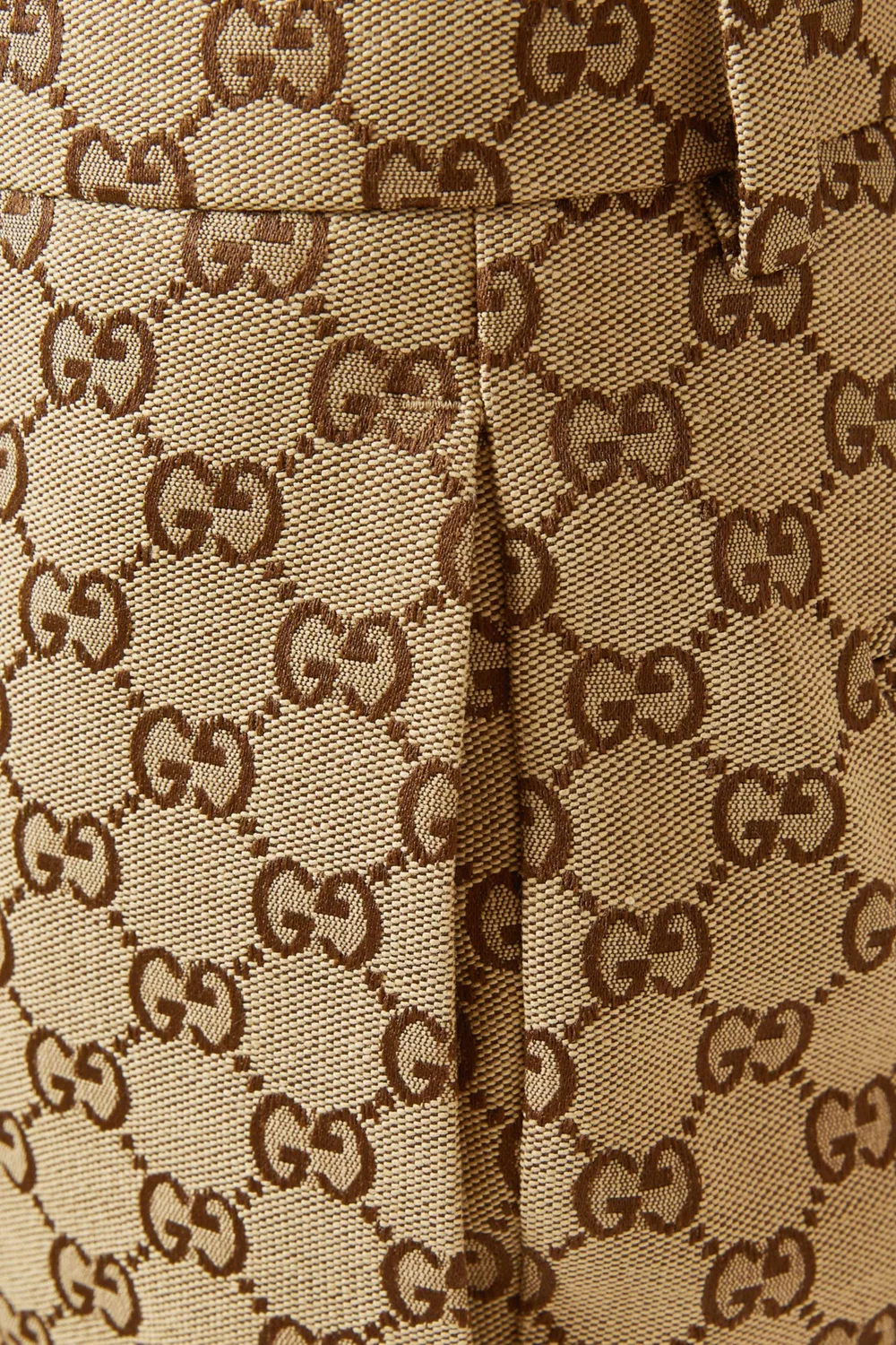 Брюки хлопковые GG Monogram Gucci, бежевый — фото 4