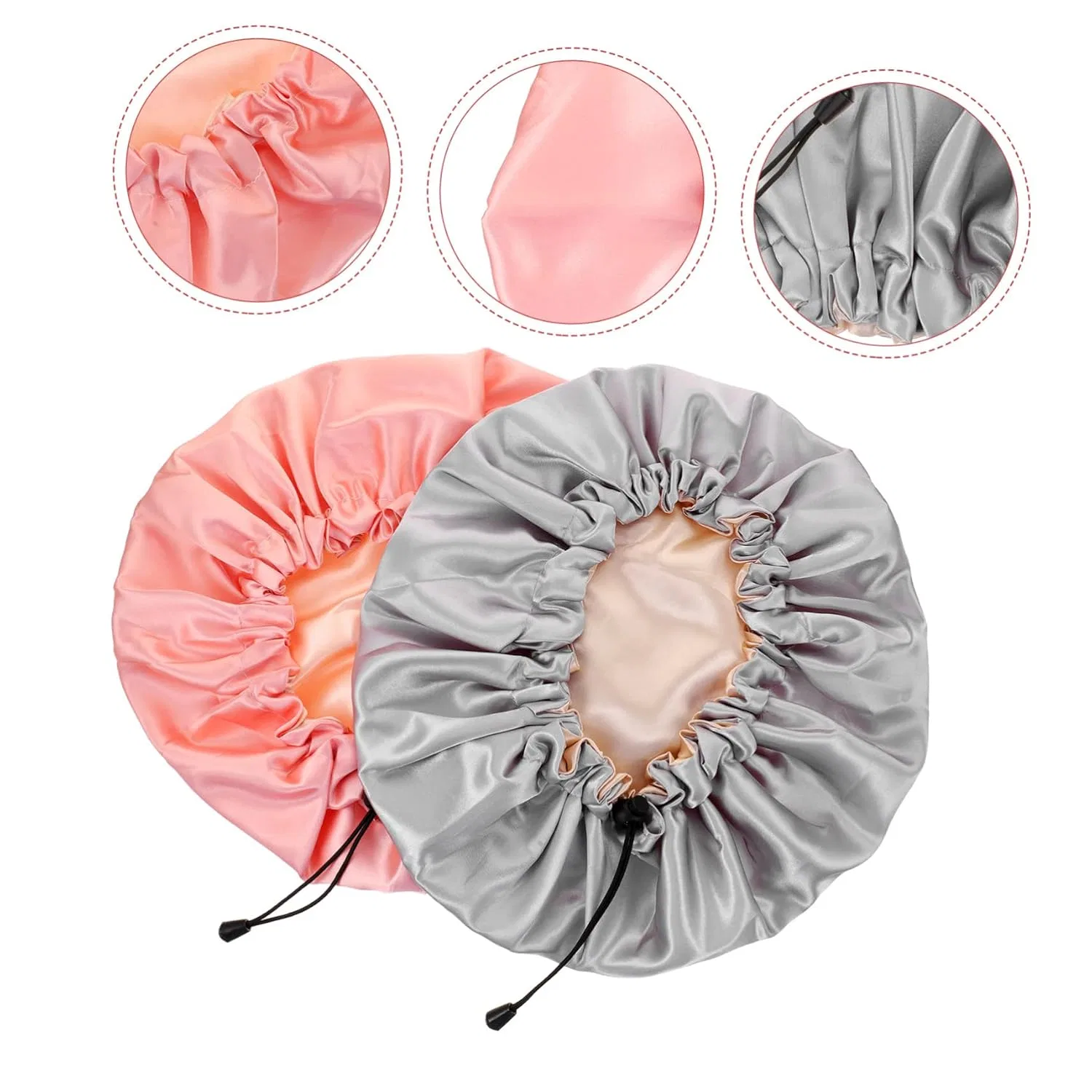Набор шапочек для душа из сатина Satin, 6 шт, регулируемые, 34x34 см, DOITOOL — фото 4