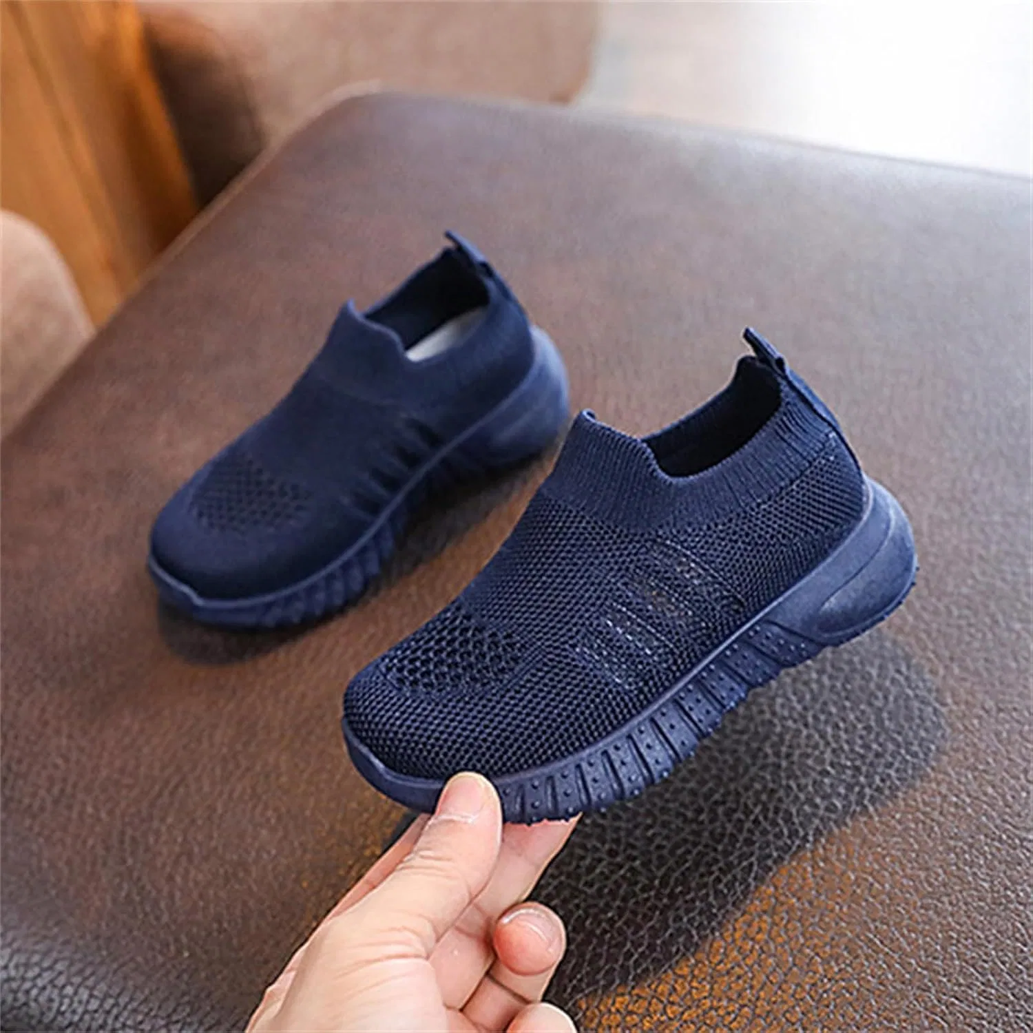 Детские дышащие кроссовки для девочек с мягкой подошвой, Dark Blue — фото 4