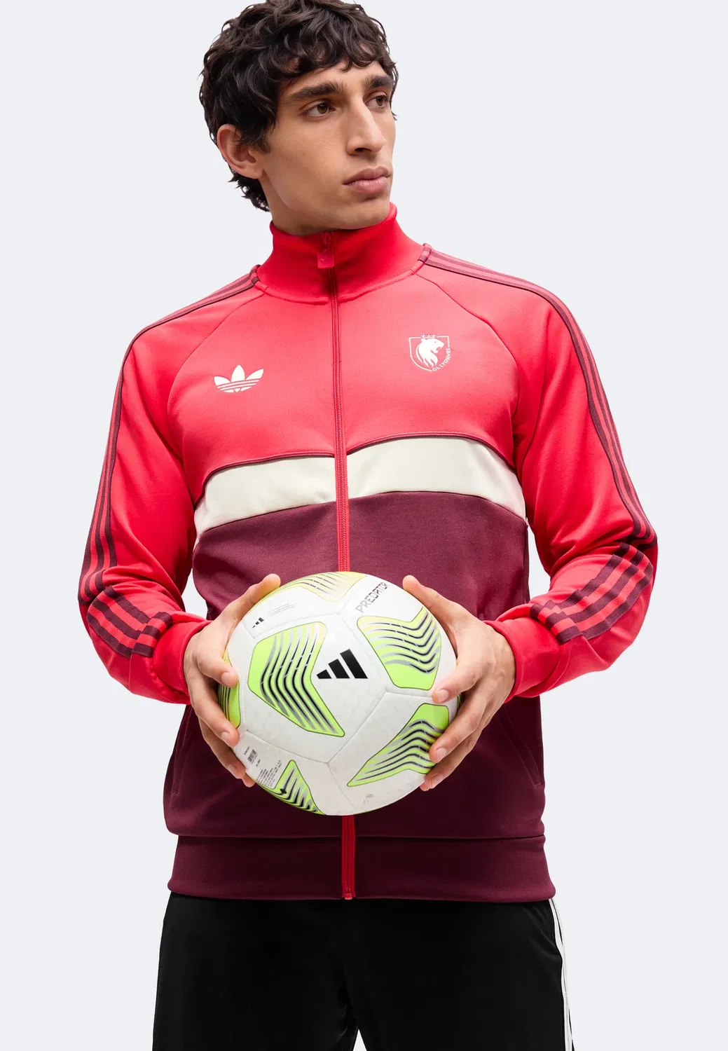 Спортивная футболка Olympique Lyon - клубная одежда Adidas Originals, Active Pink/Victory Crimson — фото 4