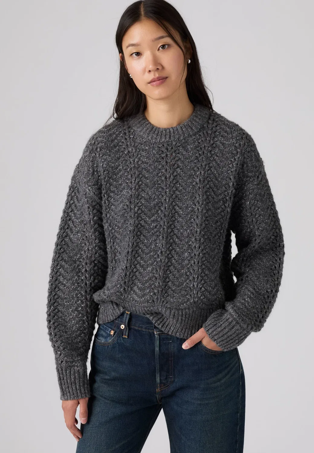 Шарлотта апотель - вязаный джемпер Levi'S, Dark Charcoal Heather Dark Charcoal Heather/Silver