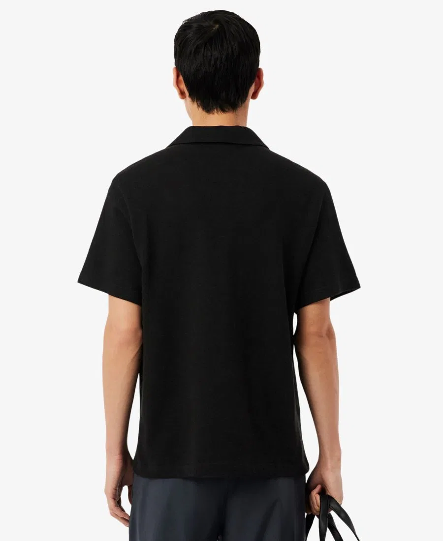 Мужское поло классического кроя с вышитым крокодилом Lacoste, Black — фото 4