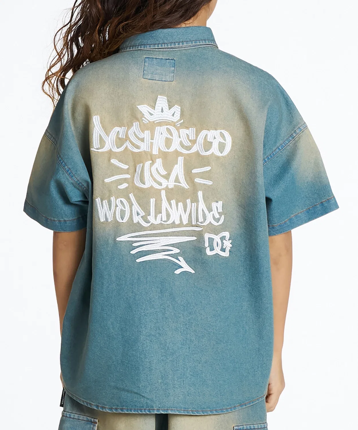 Детская рубашка с коротким рукавом, с вышивкой, модель KD Workers SS Shirt DC, Light Indigo Blue