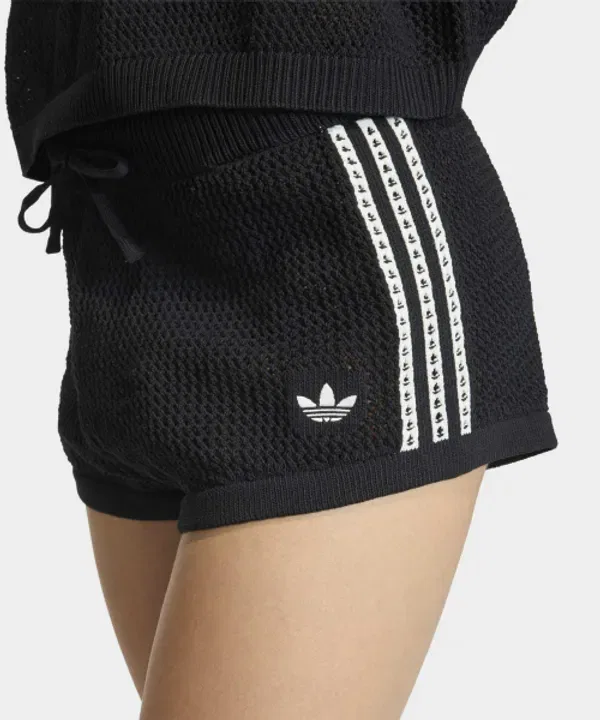 Вязаные шорты из хлопка, короткие, Adidas, черный — фото 3