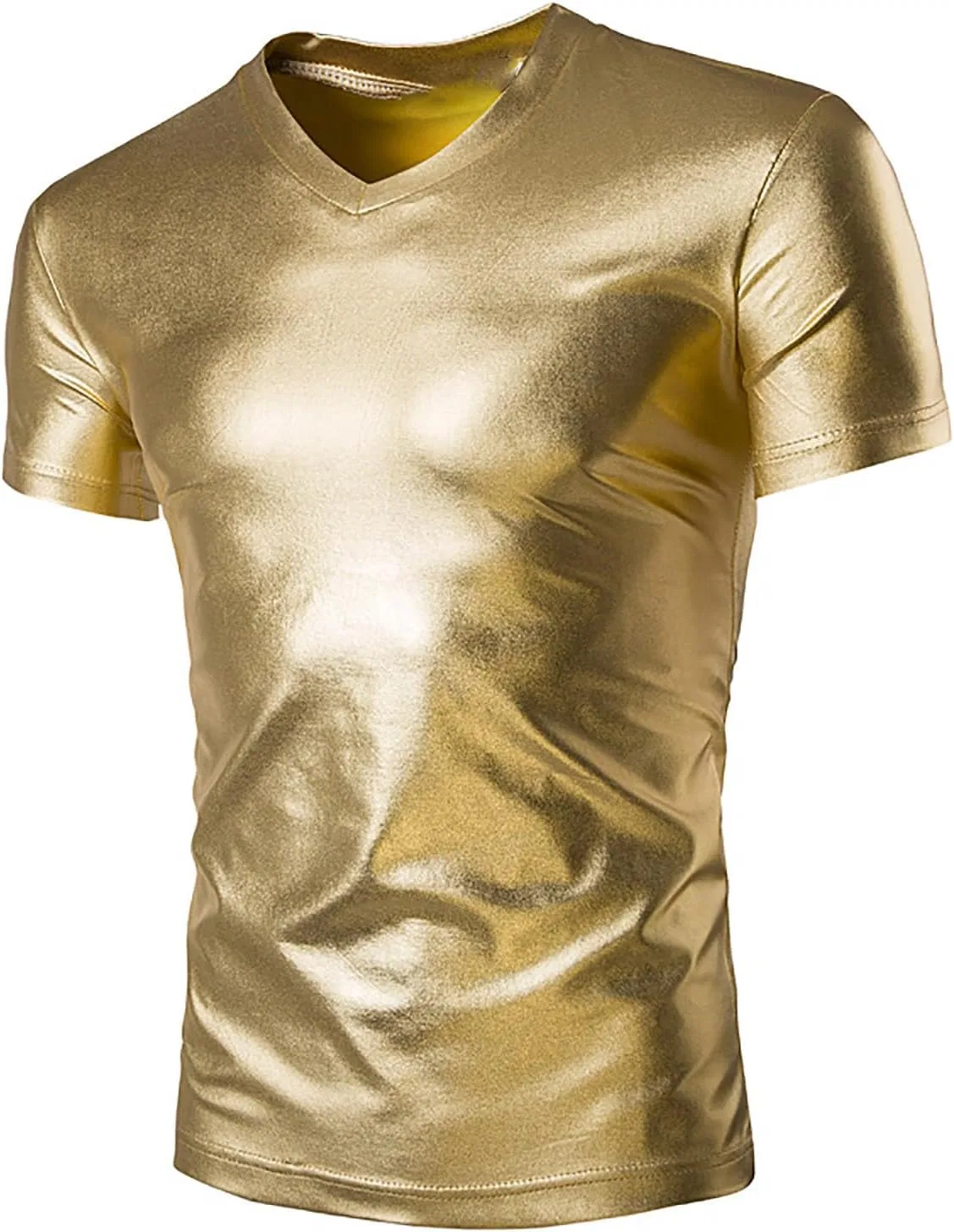 Мужская футболка с V-образным вырезом из металлика Liquid Sparkle, Gold