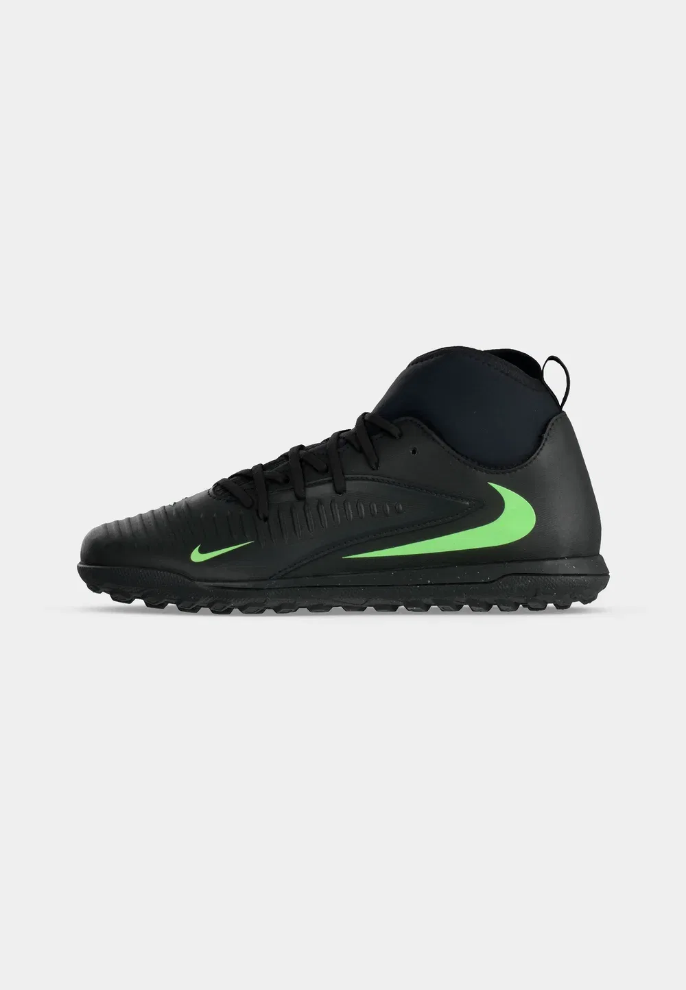 Футбольные бутсы для искусственной травы Jr Phantom 6 High Club TF унисекс Nike Performance, Black/Illusion Green — фото 2