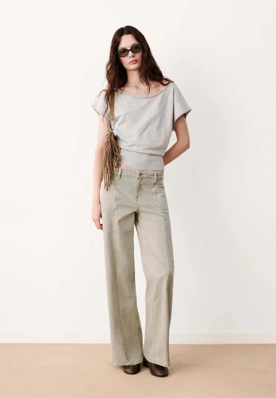 Подростковые джинсы свободного кроя Mango Kids, Khaki