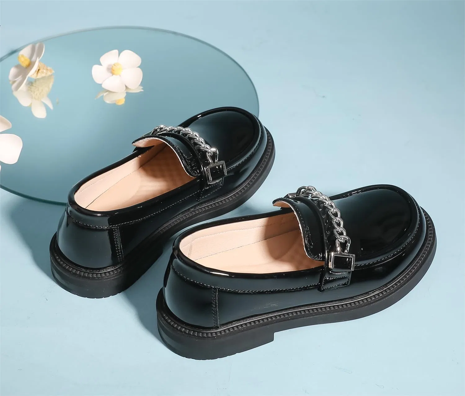 Детские оксфорды для девочек с бантом kkdom, Patent Leather Black — фото 3