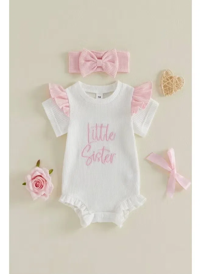 Боди-комбинезон с оборками Little Sister Matching Family Outfits, белый — фото 3