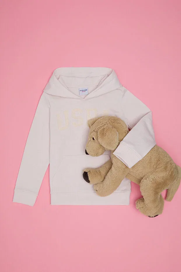 Детское худи для девочек с капюшоном U.S. Polo Assn., Ecru