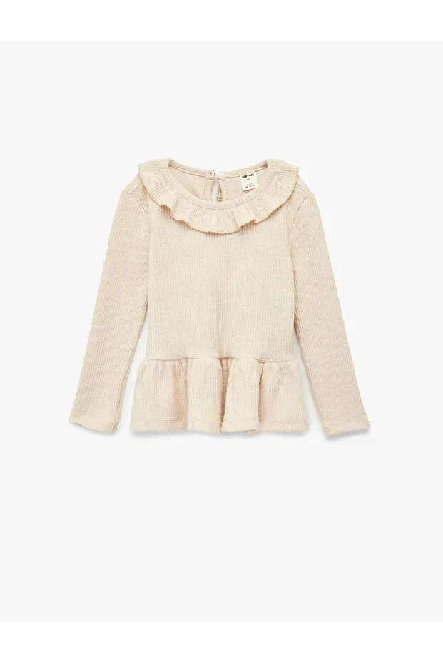 Детское для девочек футболка с длинным рукавом Koton, Beige