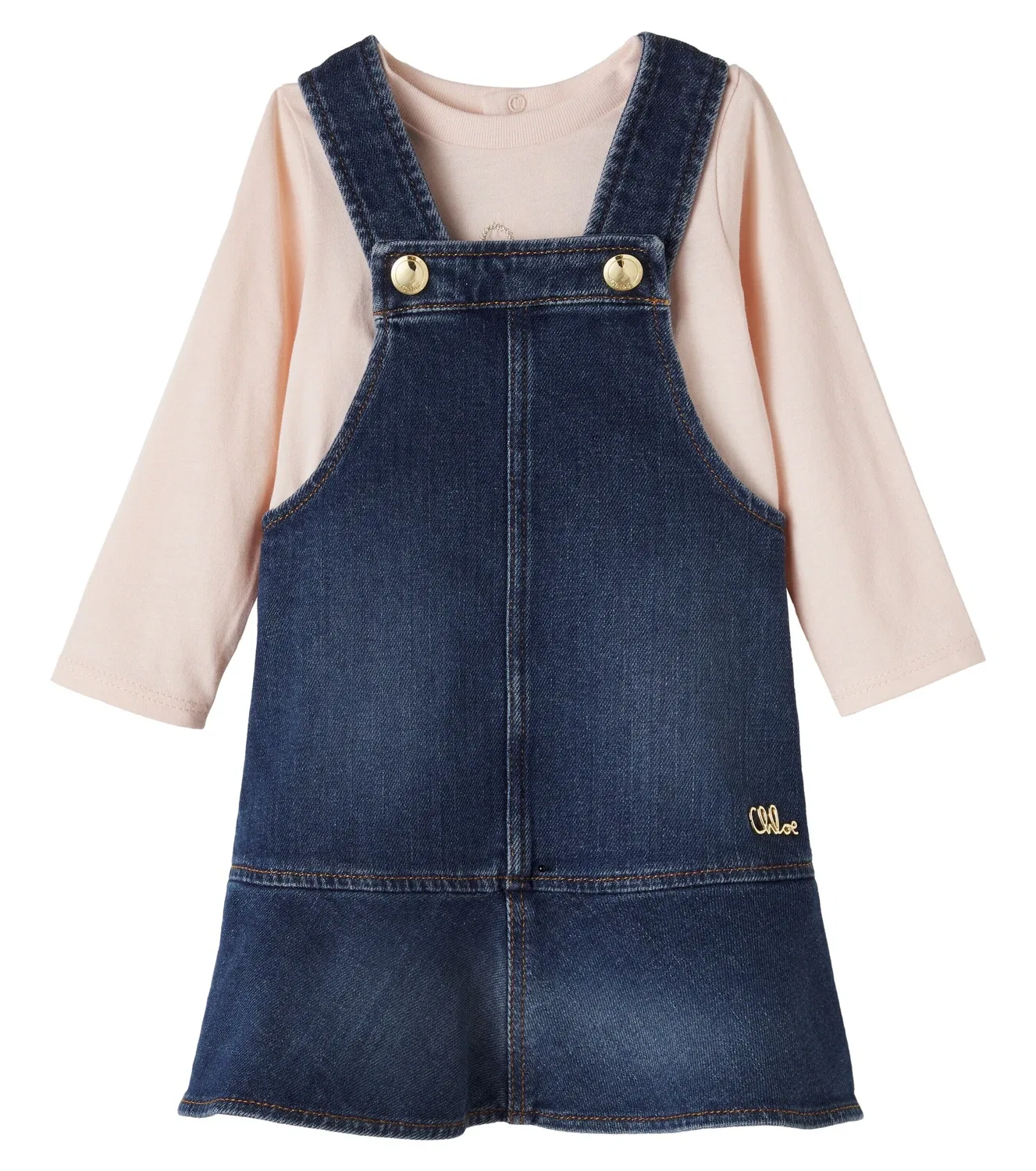 Комплект из платья и футболки Chloé Kids, золотой