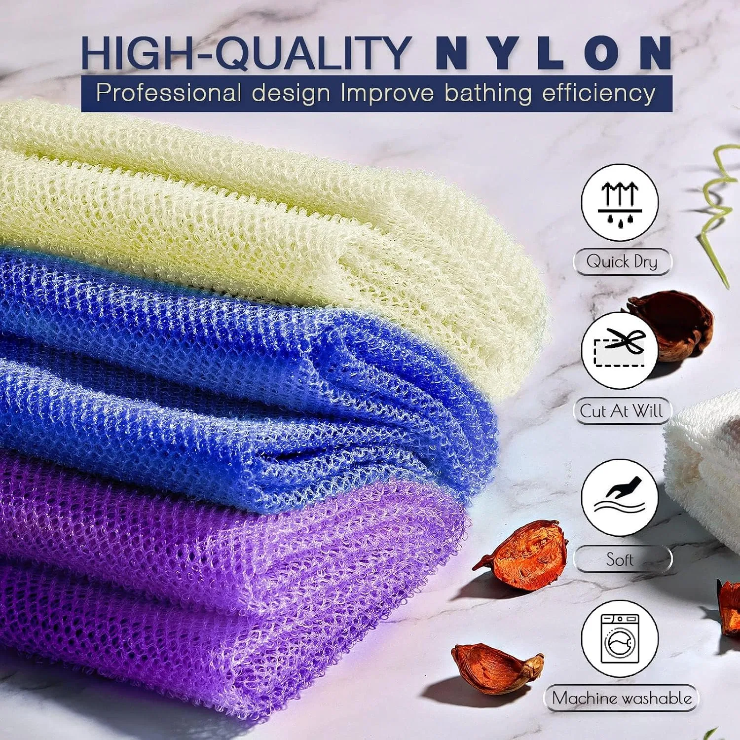 3 African Bath Sponge, Purple, Blue, Off-White, UJFQBH — фото 4