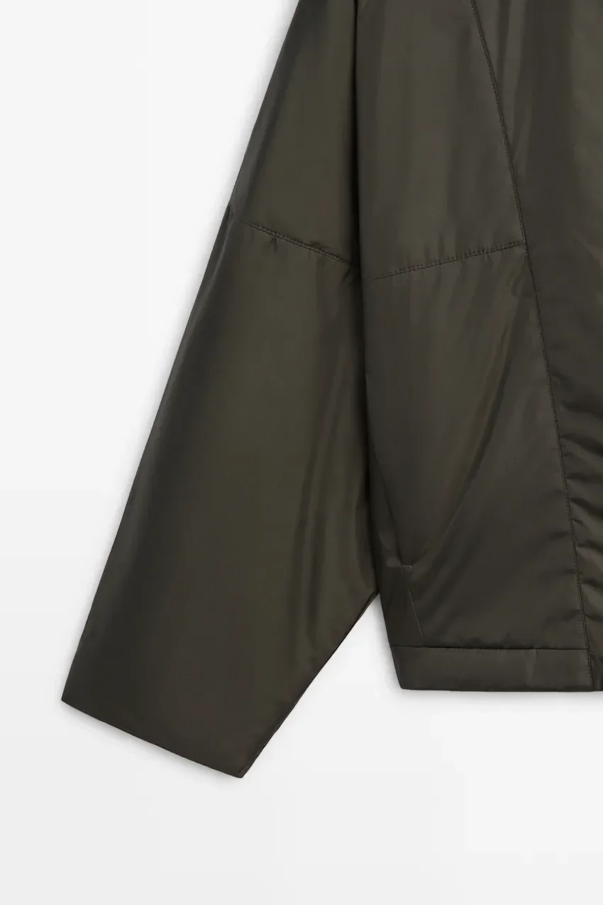 Бомбер Massimo Dutti Lightweight Quilted Jacket, хаки — фото 4