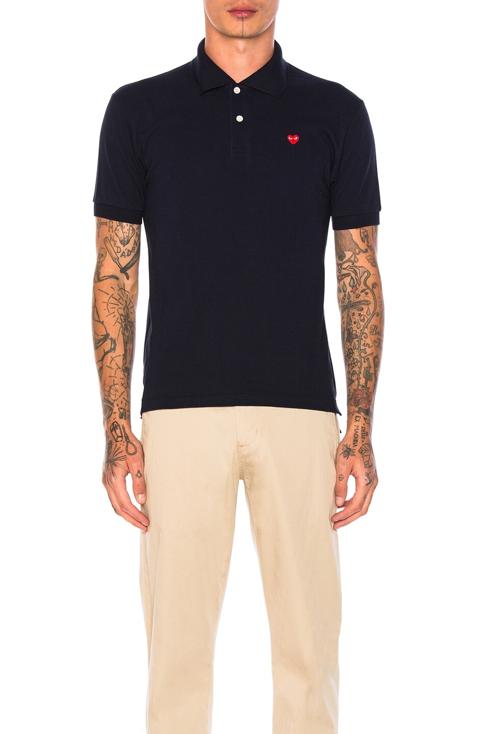 

Поло Comme des Garçons Small Red Emblem Cotton, темно-синий