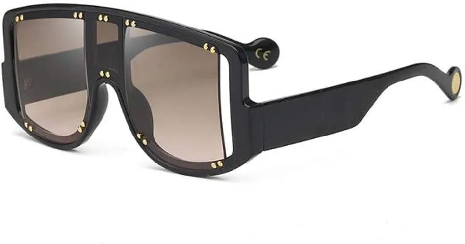 

Солнцезащитные очки с асимметричной оправой и защитой от УФ-излучения (черная оправа, цвет "чайные хлопья") Weloveushop, Black Frame Tea Flakes