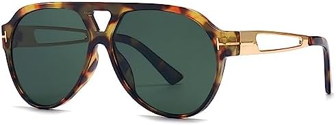 

Солнцезащитные очки большого размера 2026 года для женщин, модные солнцезащитные очки для вождения для мужчин, градиентные ретро-очки с защитой от УФ-излучения UV400 MTZJH, Leopard Green