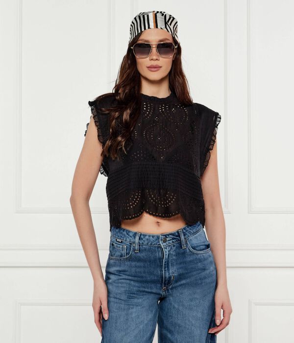 

Кружевная блузка c_bredy Cropped fit Boss Orange, черный