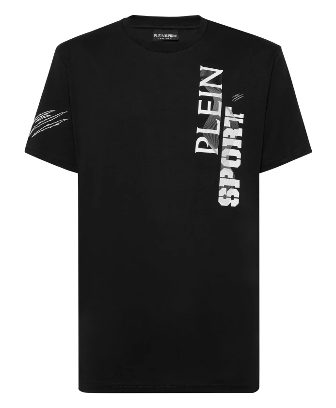 

Футболка с круглым вырезом, волнообразный вырез. Plein Sport, черный