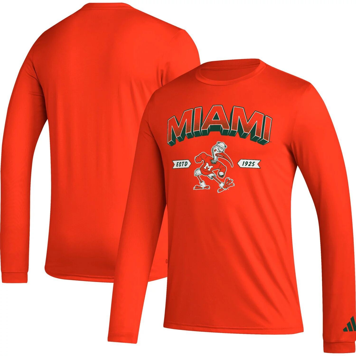 

Мужская оранжевая футболка с длинным рукавом Miami Hurricanes Mighty Mascot Pregame adidas, Оранжевый, Мужская оранжевая футболка с длинным рукавом Miami Hurricanes Mighty Mascot Pregame adidas