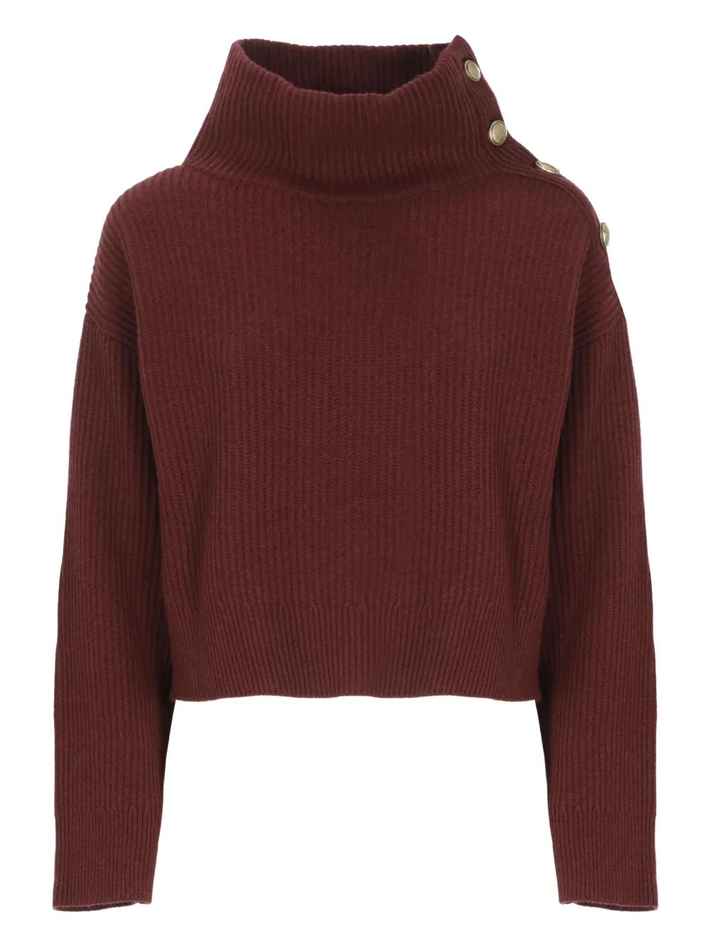 

Рифленые джемперы с высоким воротником и пуговицами Brunello Cucinelli, красный