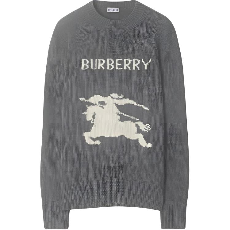 

Джемпер с интарсией Equestrian Knight Burberry, серый