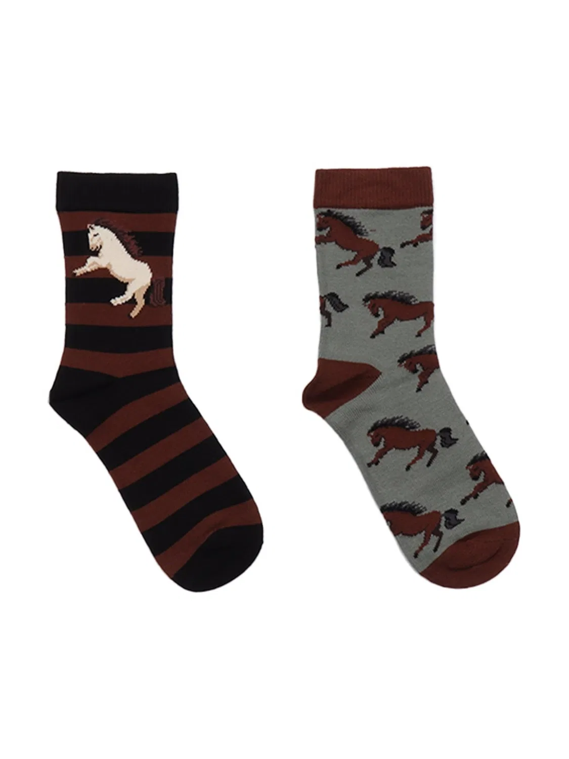 Носки Walkiddy Joyful Horses Socks коричневого цвета