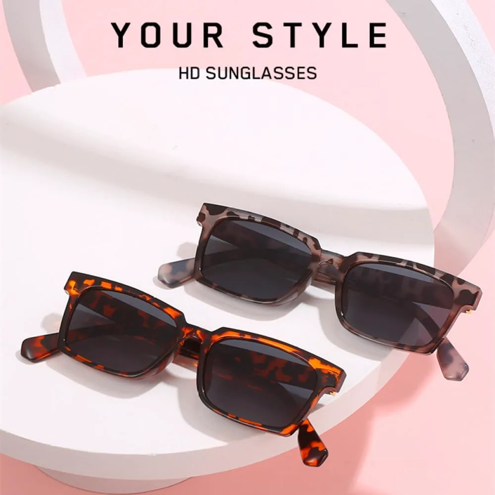 

Женские квадратные солнцезащитные очки 2027 года, модные винтажные черные солнцезащитные очки, женские прямоугольные зеркальные очки в стиле ретро MTZJH, Coffee