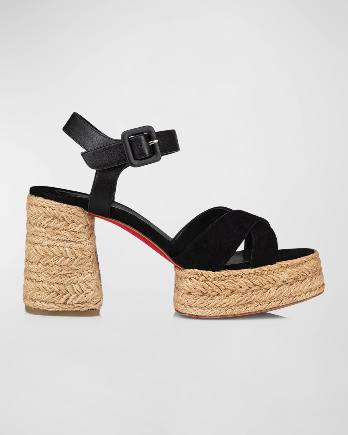 Сандалии-эспадрилья с красной подошвой Calakala с перекрещенной подошвой Christian Louboutin, цвет Black