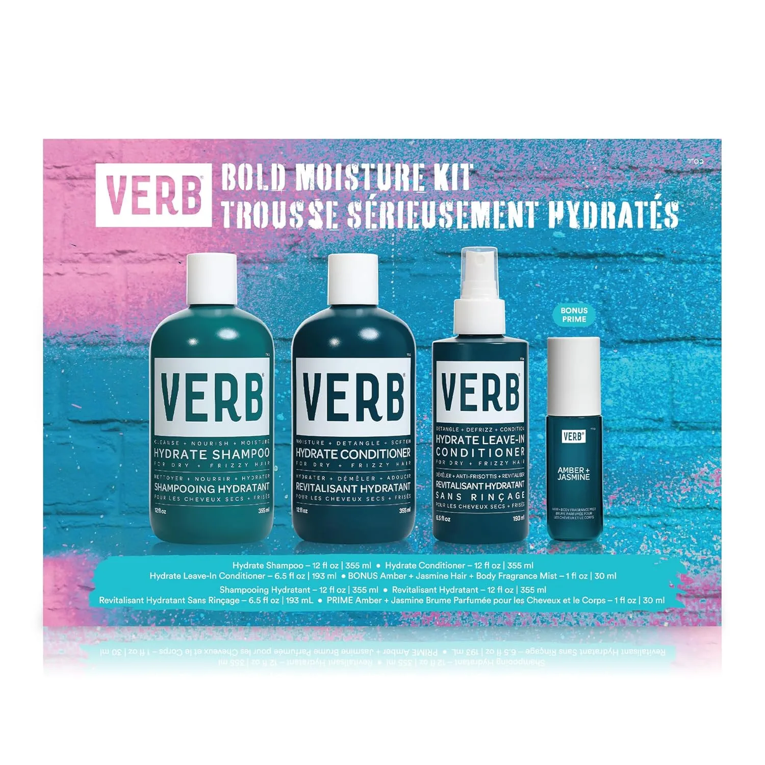 VERB Hydrate Шампунь и кондиционер в одном флаконе - Очищает и питает сухие и вьющиеся волосы, разглаживает и уменьшает пушистость - Аромат амбры и теплого жасмина 233 мл (4 шт.)