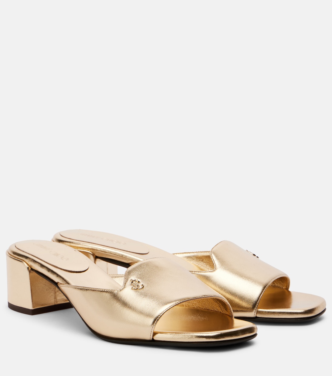 Дизайнерские мюли Dina 45 из металлизированной кожи Jimmy Choo, золотой