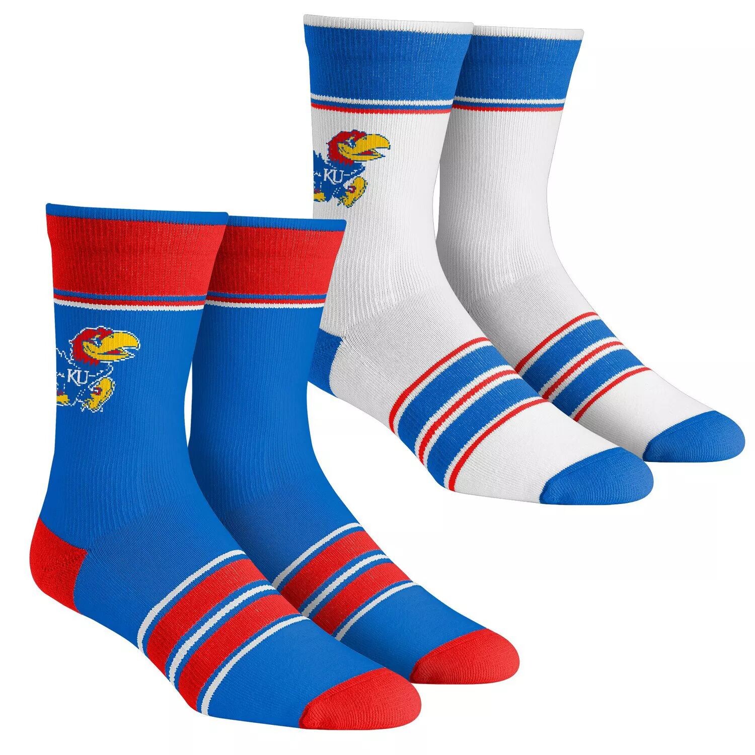 

Комплект из 2 носков с несколькими полосками Youth Rock Em Kansas Jayhawks Team Crew Unbranded