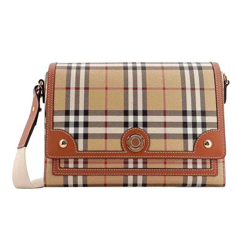 

Сумка через плечо из холста с кожаной отделкой Burberry светло-коричневого цвета