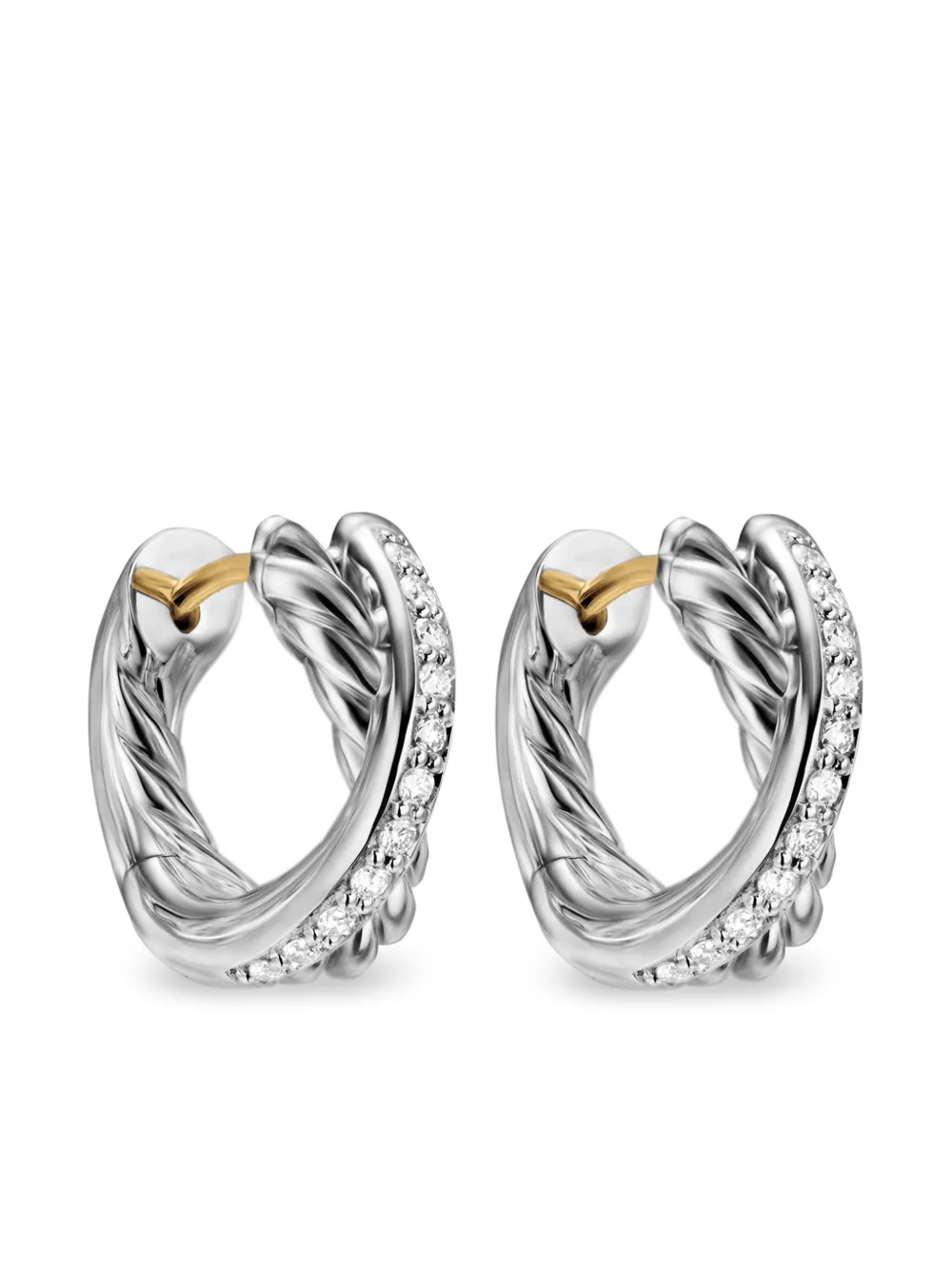 

Серебряные серьги-кольца Crossover с бриллиантами (12.4 мм) David Yurman, серебяный