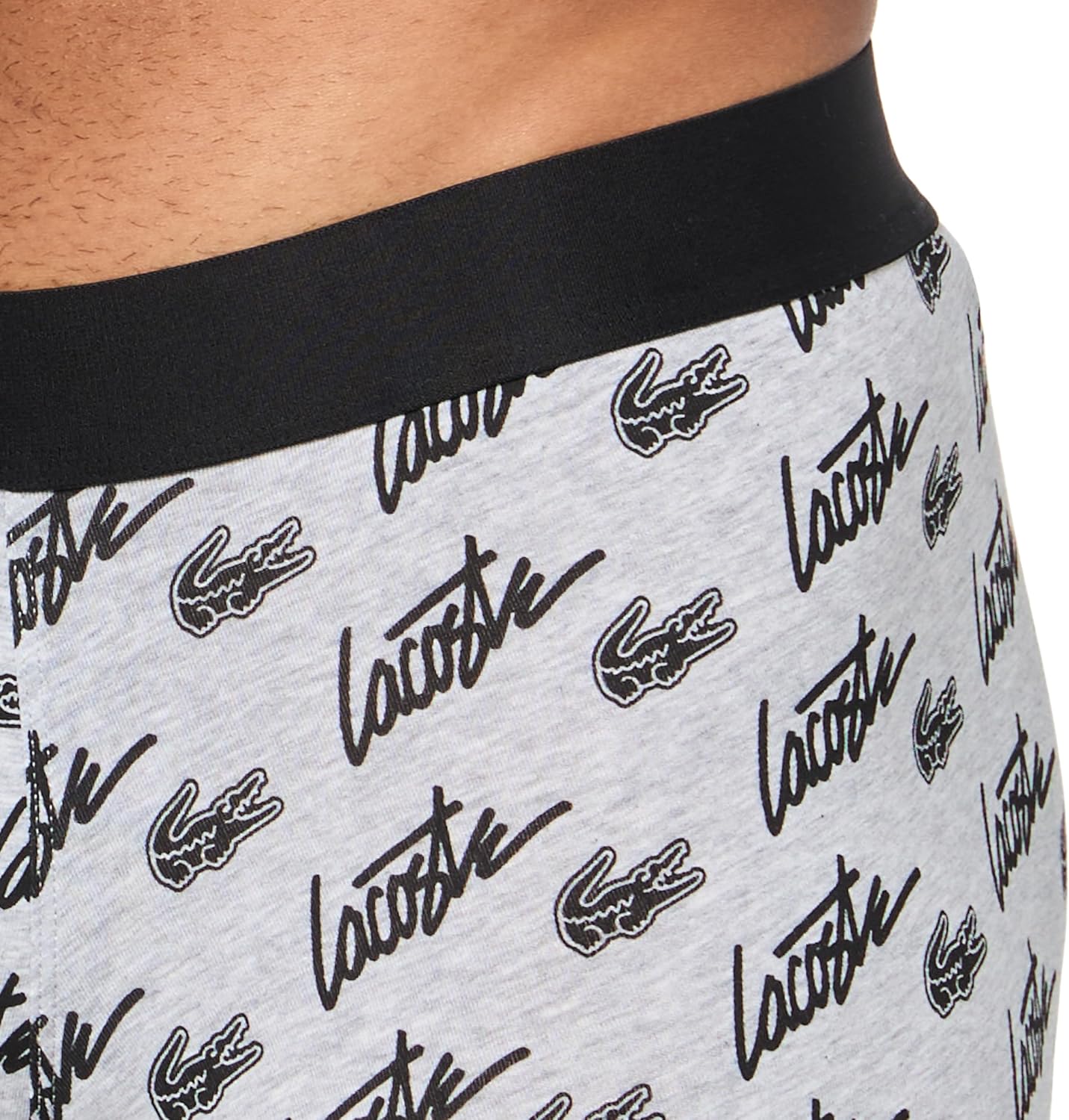Трусы боксеры Lacoste, мужские, с принтом «Анимация», серый/черный — фото 3