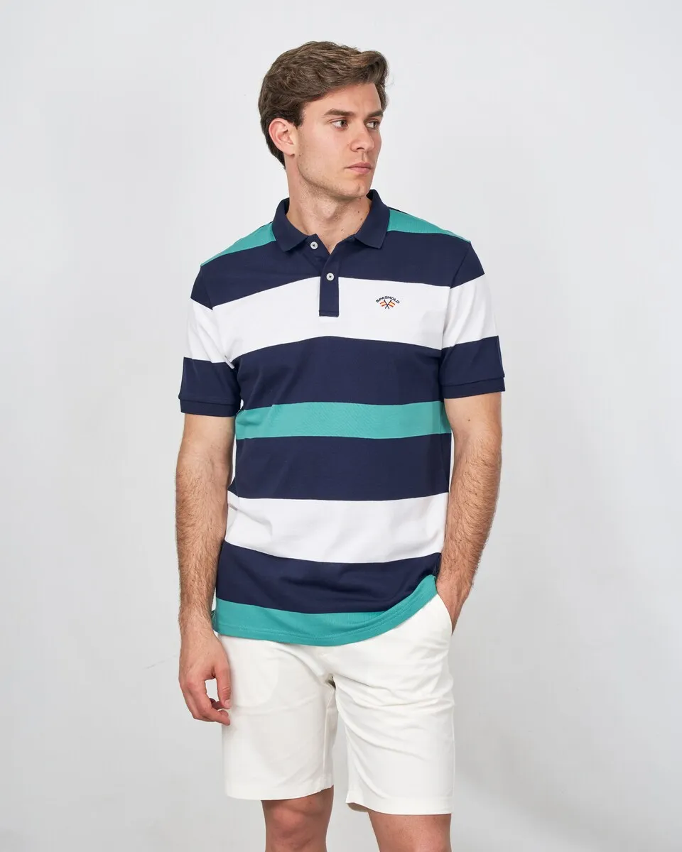 

Мужская поло из трикотажа с широкими полосками и коротким рукавом Spagnolo, синий