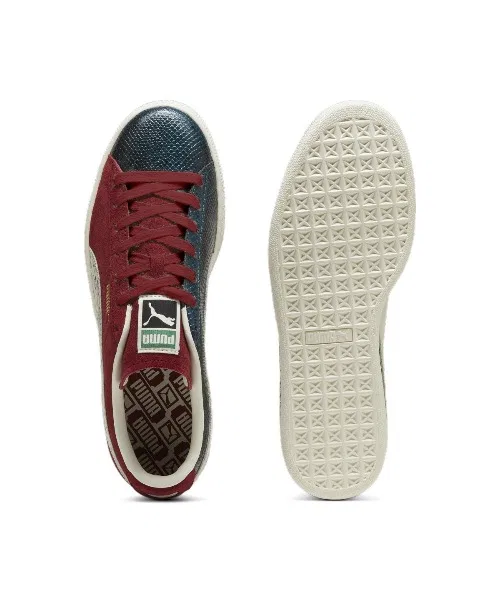 Мужские кроссовки PUMA SUEDE SPLIT из замши с кожаными вставками красные — фото 3