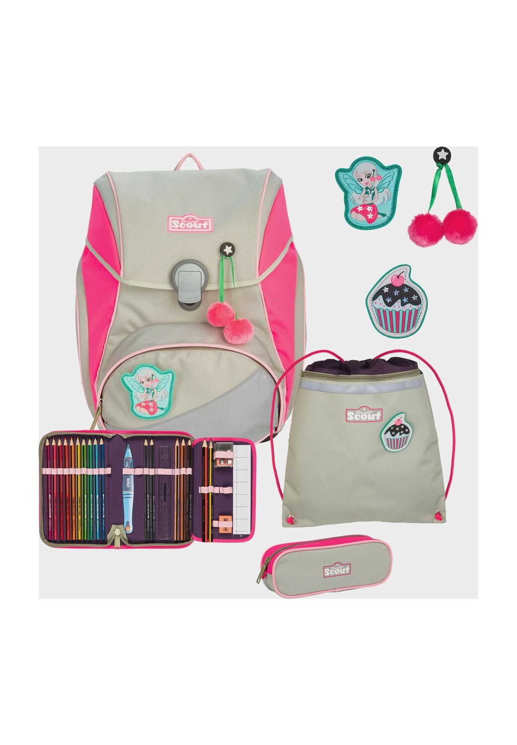 

Набор школьных сумок Альфа, 4 шт Scout, цвет Din Pink Cherry