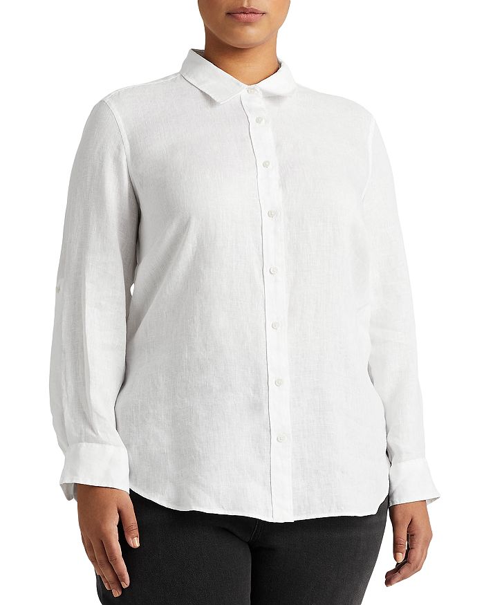 

Рубашка Plus из льна Ralph Lauren, белый