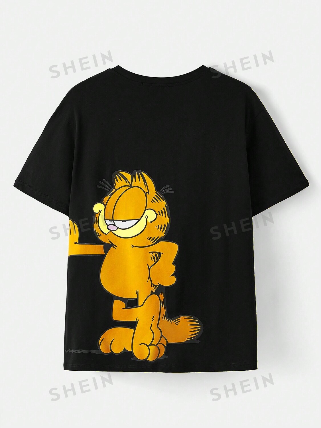 

Футболка с круглым вырезом Plus с мультяшным принтом Garfield X Shein, черный