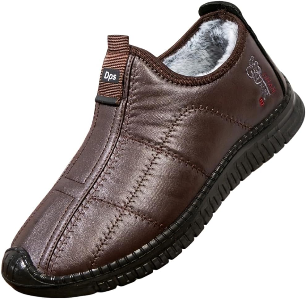 

Мужские зимние утепленные флисом кроссовки большого размера, повседневные, однотонные, средней высоты, с противоскользящей PU подошвой, подходят для повседневного ношения Fmshi, кофейный