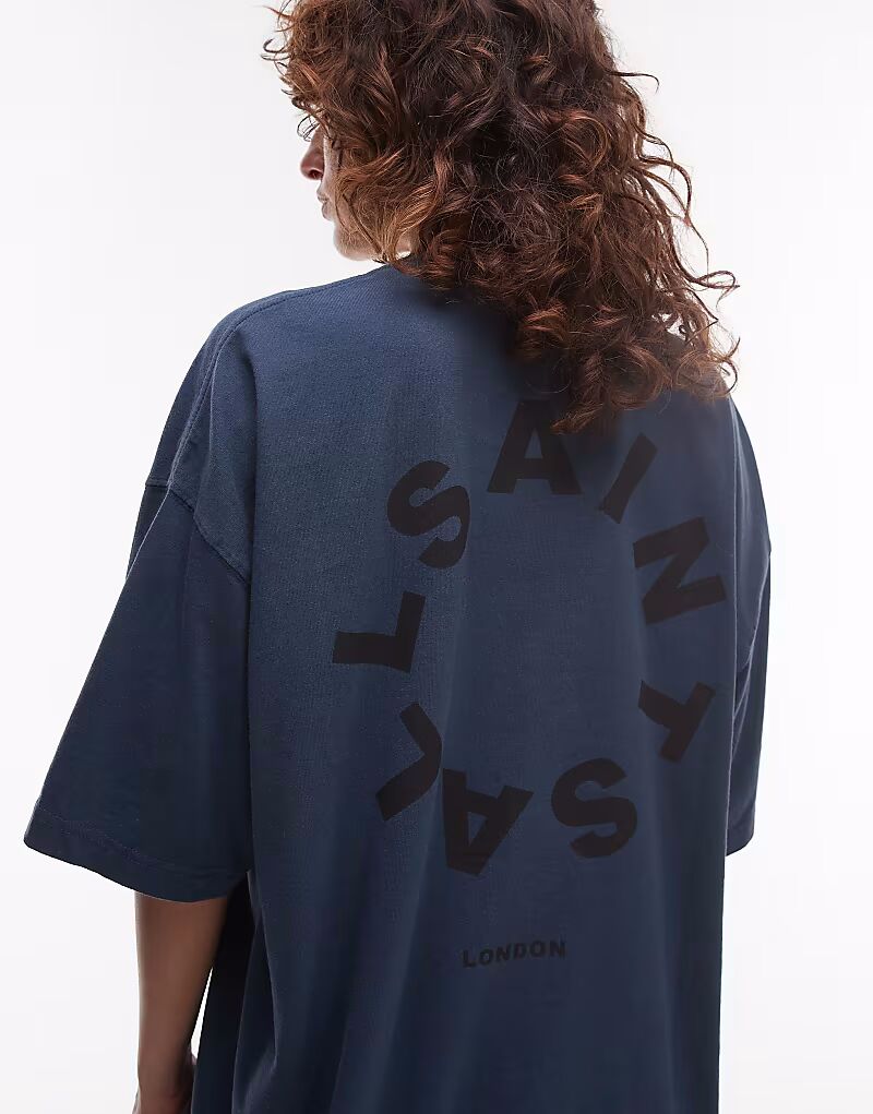 

Футболка AllSaints Tierra свободного кроя в машинно-синем цвете