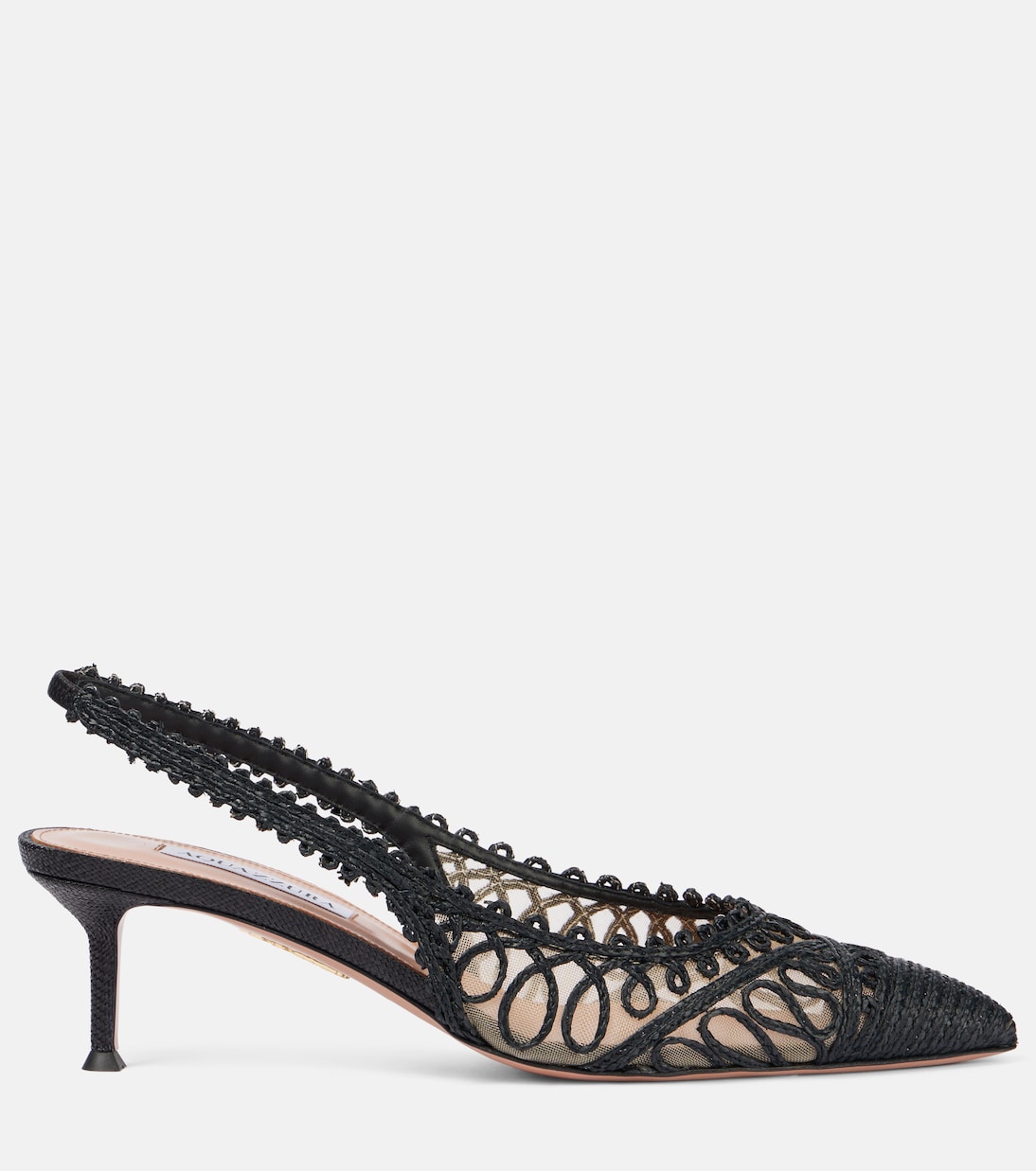 Туфли-лодочки Kahlo 50 с эффектом рафии Aquazzura, черный — фото 4