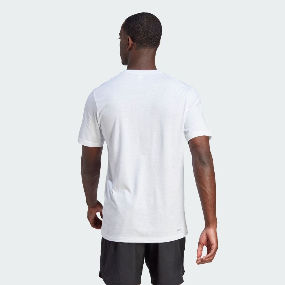 Футболка Adidas Train Essentials FEELREADY Logo Training Short Sleeve T-Shirt, цвет White/Black — фото 2