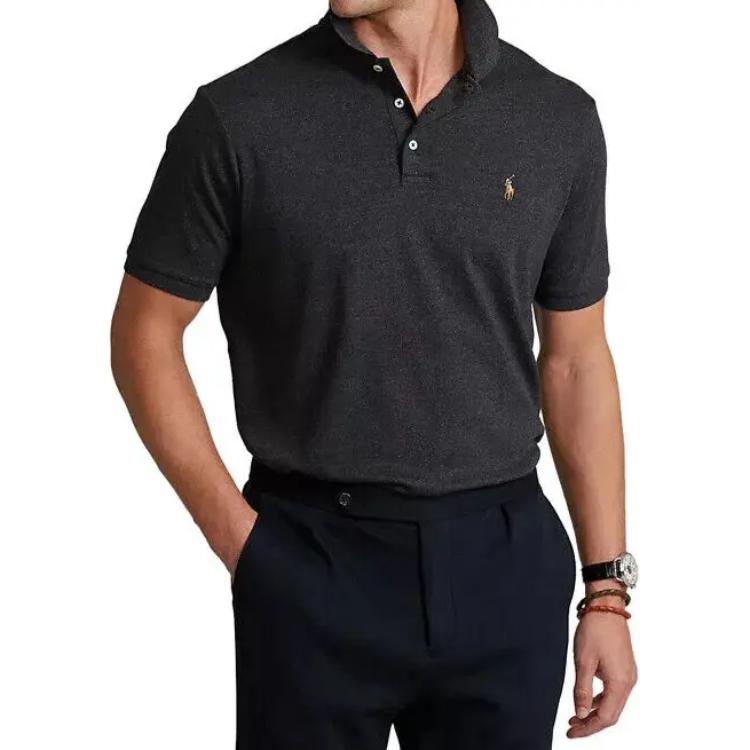 Футболка поло мужская тёмно-серая Polo Ralph Lauren — фото 2