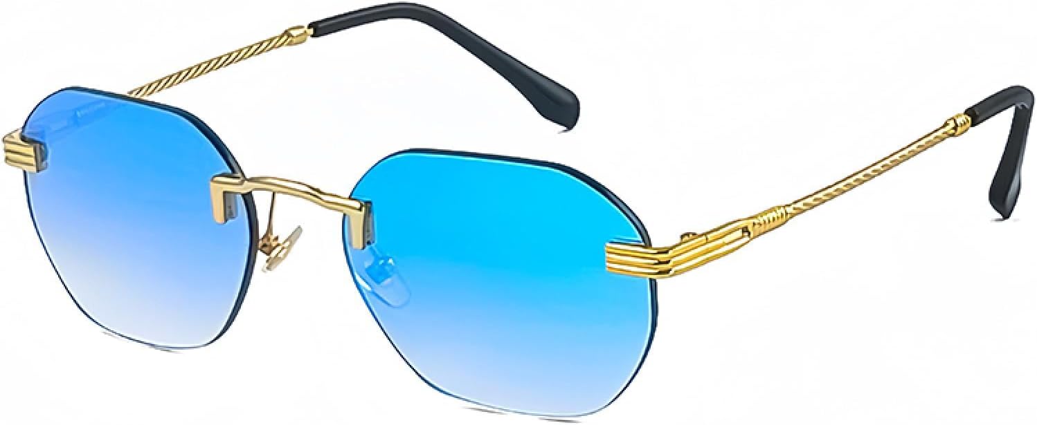 

Женские солнцезащитные очки без оправы с синим зеркальным покрытием и золотистым металлическим блеском, мужские солнцезащитные очки без оправы коричневого цвета для женщин, модные солнцезащитные очки SZVVBKK, C25 Blue Mirror