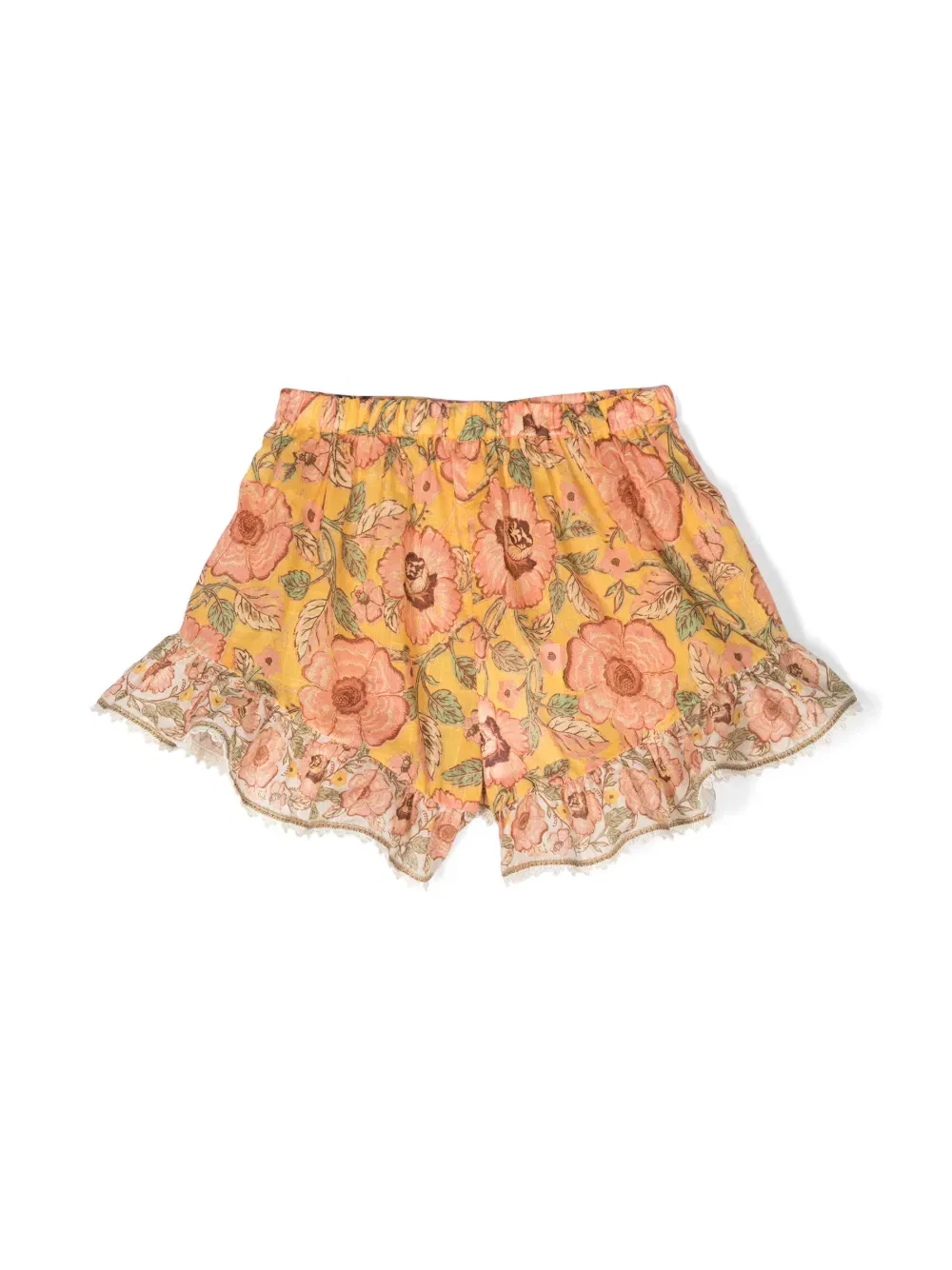 Шорты Джуни с цветочным принтом и оборками Zimmermann Kids, желтый — фото 2