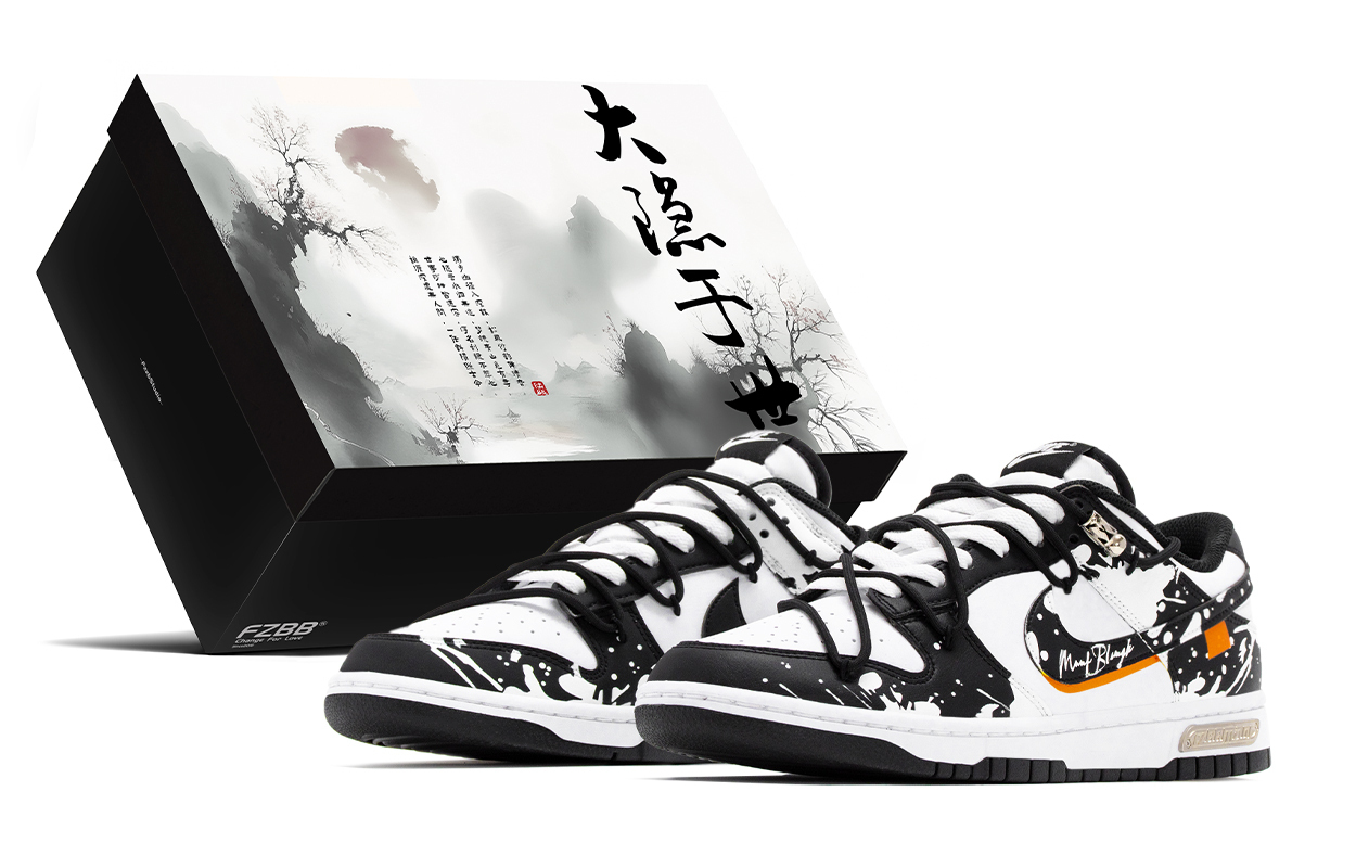 

Dunk Chinese Style Box, устойчивые к истиранию при смешивании туши низкие скейтерские кроссовки мужские Nike, черный/белый