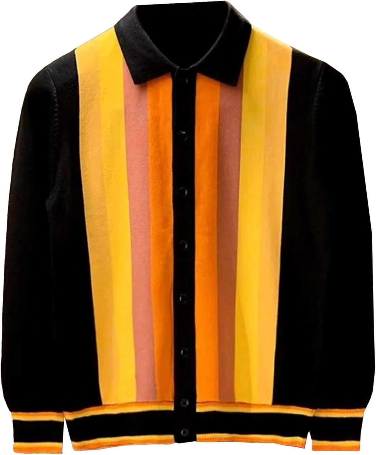 

Мужской кардиган с вертикальной полоской, классический полосатый вязаный кардиган с длинными рукавами и пуговицами, большие размеры