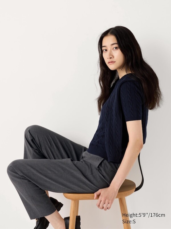 

Элегантные брюки до щиколоток клетчатые, длинные Uniqlo, серый